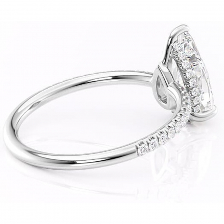 Inel de logodnă Brielle din aur Alb 18kt cu moissanite tăietură pară – Montură Kamellie joasă rafinată pentru profil jos | Personalizează și configurează gratuit online [2]