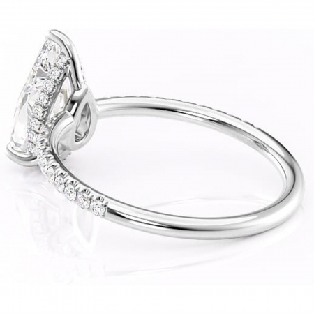 Inel de logodnă Brielle din aur Alb 18kt cu moissanite tăietură pară – Montură Kamellie joasă rafinată pentru profil jos | Personalizează și configurează gratuit online [4]