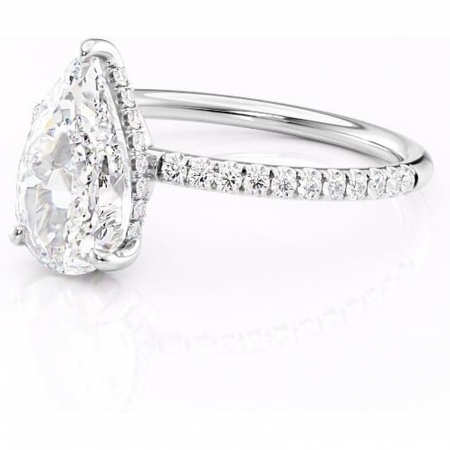 Inel de logodnă Brielle din aur Alb 18kt cu moissanite tăietură pară – Montură Kamellie joasă rafinată pentru profil jos | Personalizează și configurează gratuit online [6]