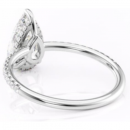 Inel de logodnă Brielle din aur Alb 18kt cu moissanite tăietură pară – Montură Kamellie joasă rafinată pentru profil jos | Personalizează și configurează gratuit online [3]