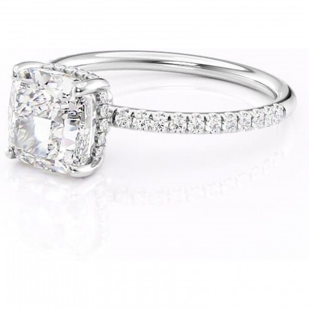 Inel de logodnă Brielle din aur Alb 14kt cu moissanite tăietură pernă – Montură Kamellie joasă rafinată pentru profil jos | Personalizează și configurează gratuit online [6]