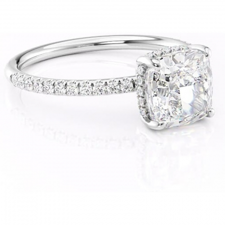 Pernă - Inel de logodnă Brielle din aur Alb 14kt cu moissanite tăietură pernă – Montură Kamellie joasă rafinată pentru profil jos | Personalizează și configurează gratuit online