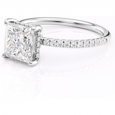 Inel de logodnă Brielle din aur Alb 14kt cu moissanite tăietură princess – Montură Kamellie joasă rafinată pentru profil jos | Personalizează și configurează gratuit online [6]