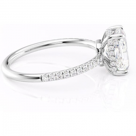 Inel de logodnă Brielle din aur Alb 14kt cu moissanite tăietură radiantă – Montură Kamellie joasă rafinată pentru profil jos | Personalizează și configurează gratuit online [1]