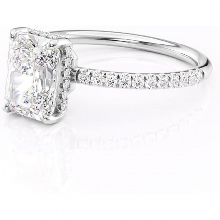 Inel de logodnă Brielle din aur Alb 14kt cu moissanite tăietură radiantă – Montură Kamellie joasă rafinată pentru profil jos | Personalizează și configurează gratuit online [6]