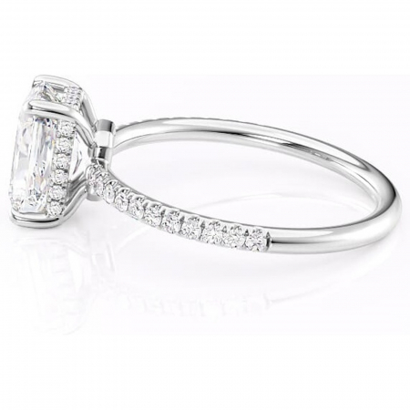 Inel de logodnă Brielle din aur Alb 14kt cu moissanite tăietură radiantă – Montură Kamellie joasă rafinată pentru profil jos | Personalizează și configurează gratuit online [5]