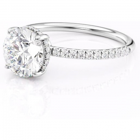Inel de logodnă Brielle din aur Alb 14kt cu moissanite tăietură rotundă – Montură Kamellie joasă rafinată pentru profil jos | Personalizează și configurează gratuit online [6]