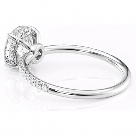 Inel de logodnă Brielle din aur Alb 14kt cu moissanite tăietură rotundă – Montură Kamellie joasă rafinată pentru profil jos | Personalizează și configurează gratuit online [4]