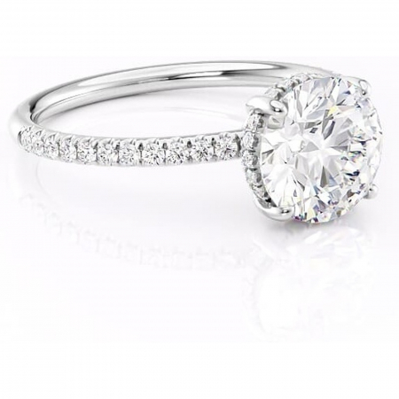 Halo - Inel de logodnă Brielle din aur Alb 14kt cu moissanite tăietură rotundă – Montură Kamellie joasă rafinată pentru profil jos | Personalizează și configurează gratuit online