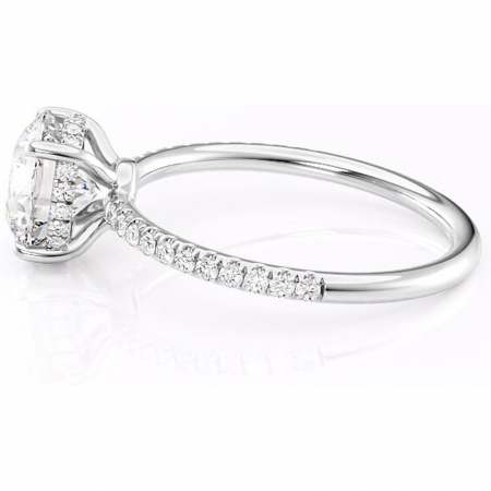 Inel de logodnă Brielle din aur Alb 14kt cu moissanite tăietură rotundă – Montură Kamellie joasă rafinată pentru profil jos | Personalizează și configurează gratuit online [5]