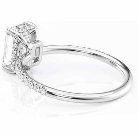 Inel de logodnă Brielle din aur Alb 14kt cu moissanite tăietură smarald – Montură Kamellie joasă rafinată pentru profil jos | Personalizează și configurează gratuit online [4]