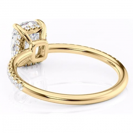 Inel de logodnă Brielle din aur Galben 14kt cu moissanite tăietură pernă – Montură Kamellie joasă rafinată pentru profil jos | Personalizează și configurează gratuit online [3]