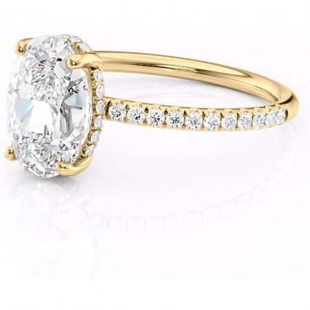 Inel de logodnă Brielle din aur Galben 14kt cu moissanite tăietură ovală – Montură Kamellie joasă rafinată pentru profil jos | Personalizează și configurează gratuit online [6]