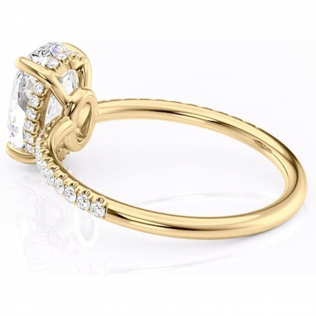Inel de logodnă Brielle din aur Galben 14kt cu moissanite tăietură ovală – Montură Kamellie joasă rafinată pentru profil jos | Personalizează și configurează gratuit online [4]