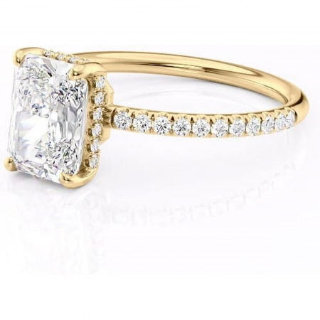 Inel de logodnă Brielle din aur Galben 14kt cu moissanite tăietură radiantă – Montură Kamellie joasă rafinată pentru profil jos | Personalizează și configurează gratuit online [6]