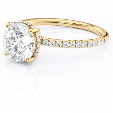 Inel de logodnă Brielle din aur Galben 14kt cu moissanite tăietură rotundă – Montură Kamellie joasă rafinată pentru profil jos | Personalizează și configurează gratuit online [6]