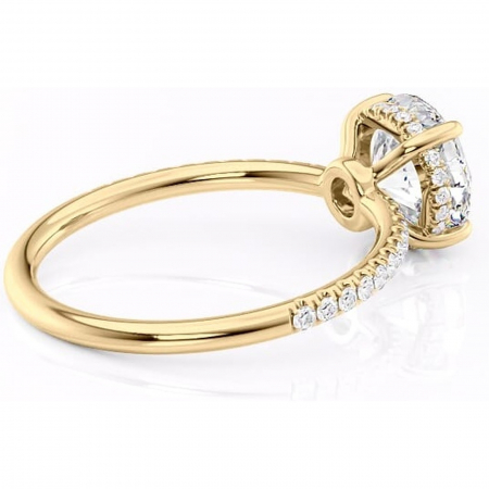Inel de logodnă Brielle din aur Galben 14kt cu moissanite tăietură rotundă – Montură Kamellie joasă rafinată pentru profil jos | Personalizează și configurează gratuit online [2]