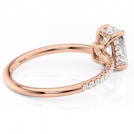 Inel de logodnă Brielle din aur Rose 14kt cu moissanite tăietură pernă – Montură Kamellie joasă rafinată pentru profil jos | Personalizează și configurează gratuit online [2]
