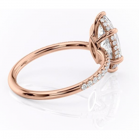 Inel de logodnă Brielle din aur Rose 14kt cu moissanite tăietură marquise – Montură Kamellie joasă rafinată pentru profil jos | Personalizează și configurează gratuit online [2]