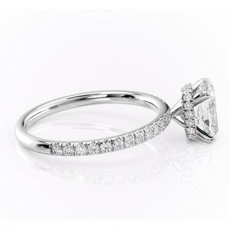 Inel de logodnă Briony din aur Alb 14kt cu moissanite tăietură pernă – Montură pavé rafinată pentru profil înalt | Personalizează și configurează gratuit online [1]