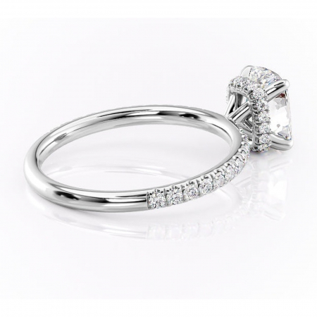 Inel de logodnă Briony din aur Alb 14kt cu moissanite tăietură pernă – Montură pavé rafinată pentru profil înalt | Personalizează și configurează gratuit online [2]