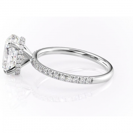 Inel de logodnă Briony din aur Alb 14kt cu moissanite tăietură ovală – Montură pavé rafinată pentru profil înalt | Personalizează și configurează gratuit online [5]