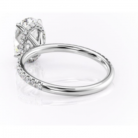 Inel de logodnă Briony din aur Alb 14kt cu moissanite tăietură ovală – Montură pavé rafinată pentru profil înalt | Personalizează și configurează gratuit online [3]