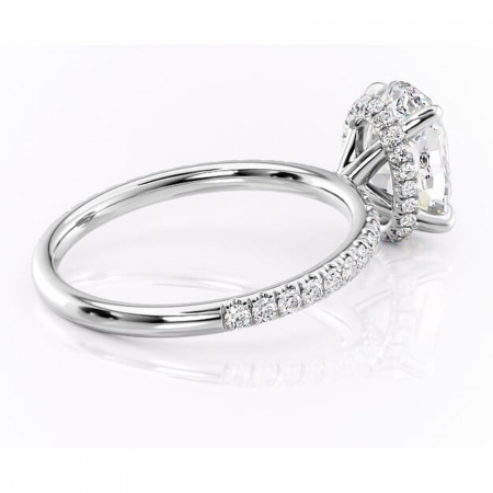 Inel de logodnă Briony din aur Alb 14kt cu moissanite tăietură ovală – Montură pavé rafinată pentru profil înalt | Personalizează și configurează gratuit online [2]