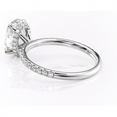 Inel de logodnă Briony din aur Alb 14kt cu moissanite tăietură ovală – Montură pavé rafinată pentru profil înalt | Personalizează și configurează gratuit online [4]