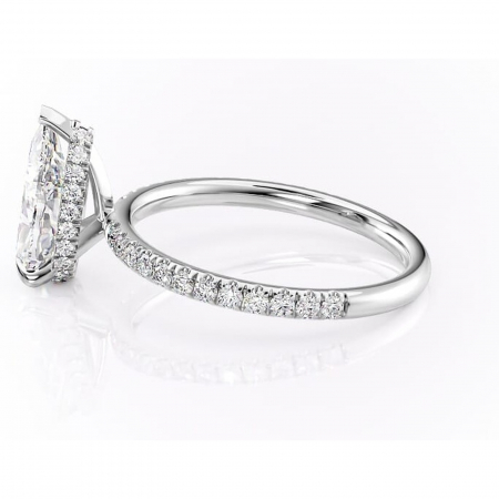 Inel de logodnă Briony din aur Alb 14kt cu moissanite tăietură pară – Montură pavé rafinată pentru profil înalt | Personalizează și configurează gratuit online [5]