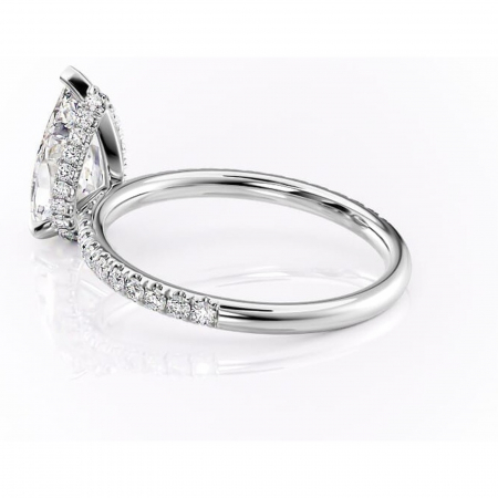 Inel de logodnă Briony din aur Alb 14kt cu moissanite tăietură pară – Montură pavé rafinată pentru profil înalt | Personalizează și configurează gratuit online [4]