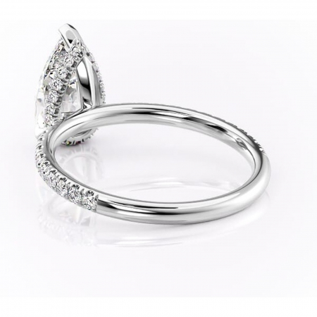 Inel de logodnă Briony din aur Alb 14kt cu moissanite tăietură pară – Montură pavé rafinată pentru profil înalt | Personalizează și configurează gratuit online [3]