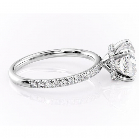 Inel de logodnă Briony din aur Alb 14kt cu moissanite tăietură pernă – Montură pavé rafinată pentru profil înalt | Personalizează și configurează gratuit online [1]