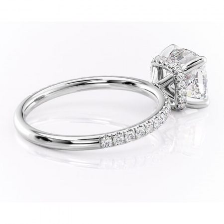 Inel de logodnă Briony din aur Alb 14kt cu moissanite tăietură pernă – Montură pavé rafinată pentru profil înalt | Personalizează și configurează gratuit online [2]