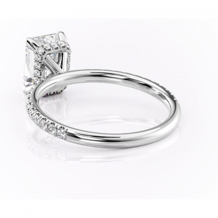 Inel de logodnă Briony din aur Alb 18kt cu moissanite tăietură radiantă – Montură pavé rafinată pentru profil înalt | Personalizează și configurează gratuit online [3]