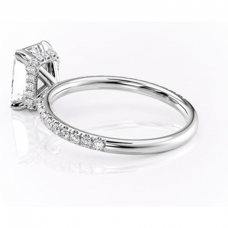 Inel de logodnă Briony din aur Alb 18kt cu moissanite tăietură radiantă – Montură pavé rafinată pentru profil înalt | Personalizează și configurează gratuit online [4]