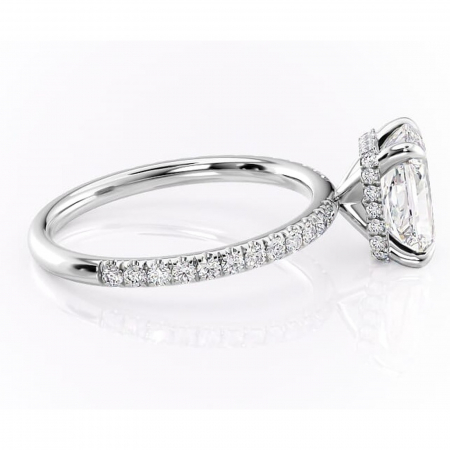 Inel de logodnă Briony din aur Alb 18kt cu moissanite tăietură radiantă – Montură pavé rafinată pentru profil înalt | Personalizează și configurează gratuit online [1]