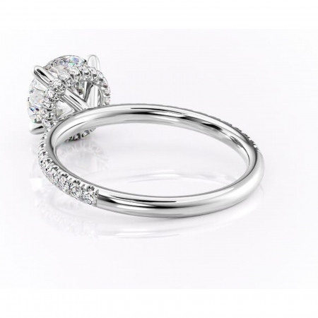 Inel de logodnă Briony din aur Alb 14kt cu moissanite tăietură rotundă – Montură pavé rafinată pentru profil înalt | Personalizează și configurează gratuit online [3]