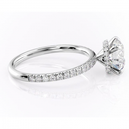 Inel de logodnă Briony din aur Alb 14kt cu moissanite tăietură rotundă – Montură pavé rafinată pentru profil înalt | Personalizează și configurează gratuit online [1]