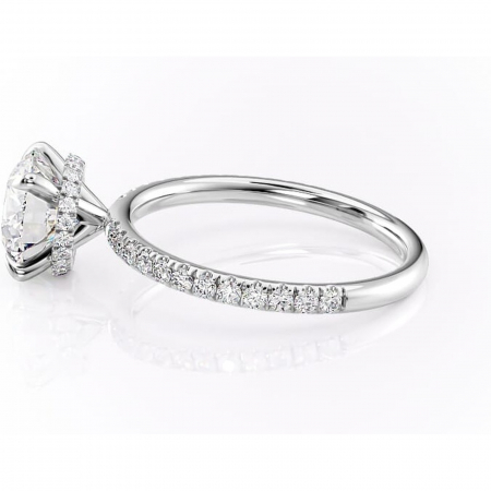 Inel de logodnă Briony din aur Alb 14kt cu moissanite tăietură rotundă – Montură pavé rafinată pentru profil înalt | Personalizează și configurează gratuit online [5]