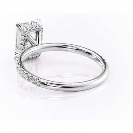 Inel de logodnă Briony din aur Alb 14kt cu moissanite tăietură smarald – Montură pavé rafinată pentru profil înalt | Personalizează și configurează gratuit online [3]