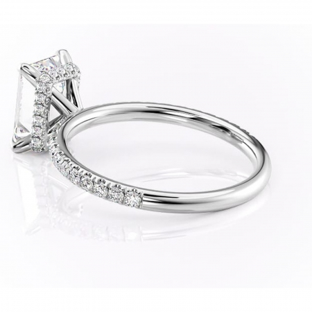 Inel de logodnă Briony din aur Alb 14kt cu moissanite tăietură smarald – Montură pavé rafinată pentru profil înalt | Personalizează și configurează gratuit online [4]