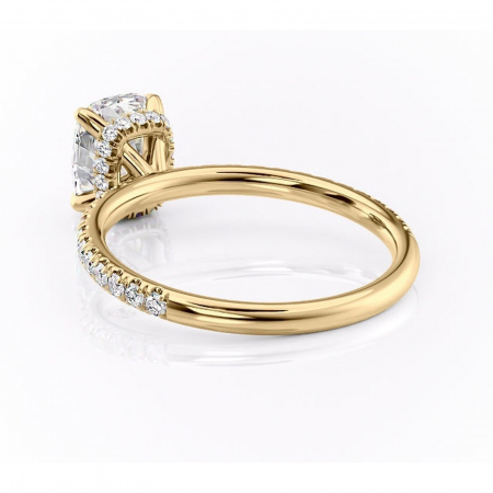 Inel de logodnă Briony din aur Galben 14kt cu moissanite tăietură pernă – Montură pavé rafinată pentru profil înalt | Personalizează și configurează gratuit online [3]
