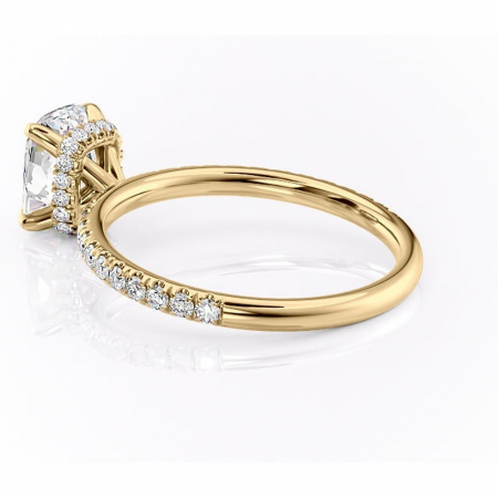 Inel de logodnă Briony din aur Galben 14kt cu moissanite tăietură pernă – Montură pavé rafinată pentru profil înalt | Personalizează și configurează gratuit online [4]