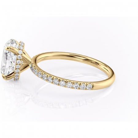 Inel de logodnă Briony din aur Galben 18kt cu moissanite tăietură ovală – Montură pavé rafinată pentru profil înalt | Personalizează și configurează gratuit online [5]