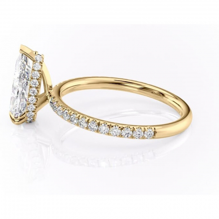 Inel de logodnă Briony din aur Galben 14kt cu moissanite tăietură pară – Montură pavé rafinată pentru profil înalt | Personalizează și configurează gratuit online [5]