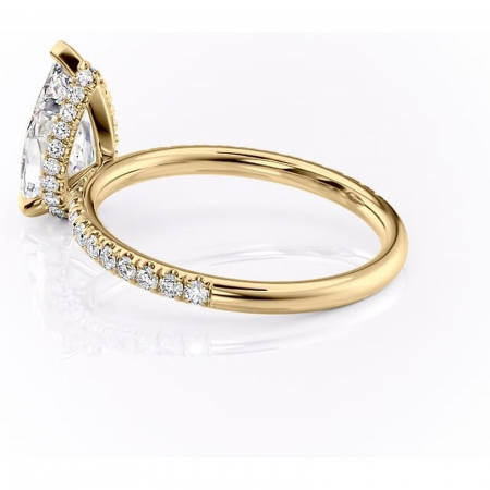 Inel de logodnă Briony din aur Galben 14kt cu moissanite tăietură pară – Montură pavé rafinată pentru profil înalt | Personalizează și configurează gratuit online [4]