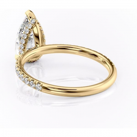 Inel de logodnă Briony din aur Galben 14kt cu moissanite tăietură pară – Montură pavé rafinată pentru profil înalt | Personalizează și configurează gratuit online [3]