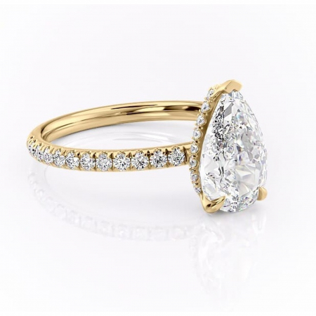 Pară - Inel de logodnă Briony din aur Galben 18kt cu moissanite tăietură pară – Montură pavé rafinată pentru profil înalt | Personalizează și configurează gratuit online