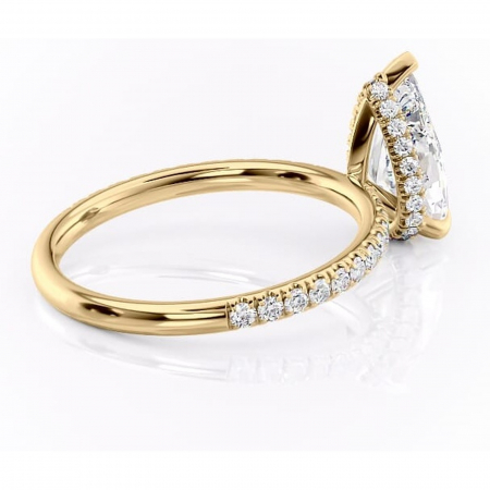 Inel de logodnă Briony din aur Galben 14kt cu moissanite tăietură pară – Montură pavé rafinată pentru profil înalt | Personalizează și configurează gratuit online [2]